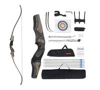 VEVOR Kit Arco Ricurvo e Frecce da 1524 mm Arco Ricurvo per Destrorsi in Legno, per Allenamento al Bersaglio all'Aperto, Caccia, per Principianti e Avanzati, Peso di Trazione 13,61 kg