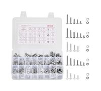 VEVOR Kit Assortimento di Bulloni Dadi da 1110 pezzi, Viti Imperiali e Rondelle Piatte, Acciaio Inox 10-24, 8-32, 2-56, 6-32, 4-40, Kit di Viti Dadi Assemblaggio per Mobili Attrezzature, Fai da te