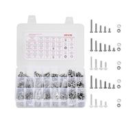 VEVOR Kit Assortimento di Bulloni Dadi da 1110 pezzi, Viti Imperiali e Rondelle Piatte, Acciaio Inox 10-24, 8-32, 2-56, 6-32, 4-40, Kit di Viti Dadi Assemblaggio per Mobili Attrezzature, Fai da te