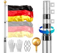 VEVOR Kit Asta Bandiera Telescopica 762 cm Alluminio Resistente Argento Tedesco