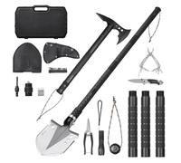 VEVOR Kit Attrezzatura da Esterno Pala con Ascia, Vanga Pieghevole da Campeggio con Ascia, Combinazione Pala-ascia in Acciaio Inox, Attrezzatura Multifunzionale per Campeggio Escursionismo, Nero