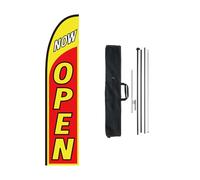 VEVOR Kit Bandiere Aperte Pubblicitarie per Affari Esterni, 1 Bandiera, 1 Asta, 1 Picchetti da Terra, Bandiere Kit Aperte Swooper per Affari Aziende 440 cm