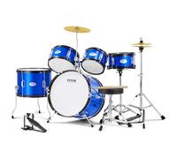 VEVOR Kit batteria per bambini, 406 mm, batteria completa per principianti, 5 pezzi, con Toms Bass, cassa chiara, sedile, piatti Charleston, 2 paia di bacchette, strumenti musicali, blu