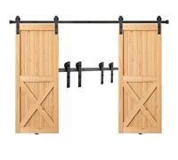 VEVOR Kit Ferramenta per Porta Scorrevole della Stalla, 244 cm Binario per Porta Scorrevole Adatto a Porta Doppia Larghezza 1,12-1,32 m Spessore 32-45 mm Carico 150 kg con Puleggia Silenziosa Forma I