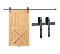 VEVOR Kit Ferramenta per Porta Scorrevole 244 cm Binario per Porta da Fienile Singola Larghezza 1,12-1,32 m Spessore 32-45 mm Carico 150kg Puleggia Silenziosa Ganci Forma J per Casa Fattoria Granaio