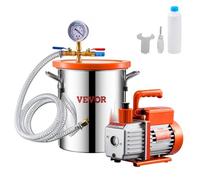 VEVOR Kit Camera a Vuoto 11,35 L e Pompa 1,65 L/s, in Acciaio Inox, Camera di Degasaggio Pompa a Vuoto Monostadio, con Coperchio, Olio, Tubo Flessibile, per Degasaggio Resina Epossidica Siliconica