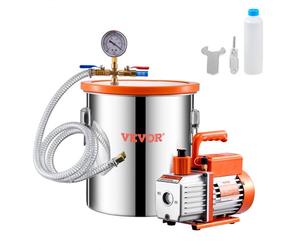 VEVOR Kit Camera a Vuoto 18,9 L e Pompa 1,65 L/s, in Acciaio Inox, Camera di Degasaggio Pompa a Vuoto Monostadio, con Coperchio, Olio, Tubo Flessibile, per Degasaggio Resina Epossidica Siliconica