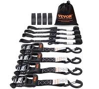 VEVOR Kit Cinghie a Cricchetto Ancoraggio 4 Pezzi, Resistenza Rottura max. 2362 kg, Cinghie di Tensione0,04x2,4 m con Cricchetto e Gancio per Motociclette, Biciclette, Traslochi Rimorchio Portapacchi