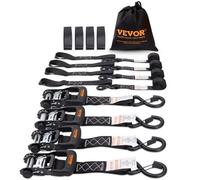 VEVOR Kit Cinghie a Cricchetto Ancoraggio 4 Pezzi, Resistenza Rottura max. 2362 kg, Cinghie di Tensione0,04x2,4 m con Cricchetto e Gancio per Motociclette, Biciclette, Traslochi Rimorchio Portapacchi