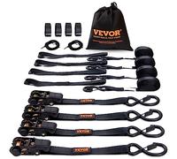 VEVOR Kit Cinghie a Cricchetto Ancoraggio 4 Pezzi, Resistenza Rottura max. 998 kg, Cinghie di Tensione0,025x4,6 m con Cricchetto e Gancio per Motociclette, Biciclette, Traslochi Rimorchio Portapacchi