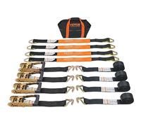 VEVOR Kit Cinghie a Cricchetto Ancoraggio, Carico max. 5048kg, Cinghie di Tensione 0,05x2,4 m con Cricchetto e Gancio Gialli per Motociclette, Biciclette, Traslochi Scatole in Rimorchio Portapacchi