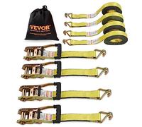 VEVOR Kit Cinghie a Cricchetto Ancoraggio, Resistenza Rottura max. 4536 kg, Cinghie di Tensione0,05x8 m con Cricchetto e Gancio per Motociclette, Biciclette, Traslochi 4 Pezzi Rimorchio Portapacchi