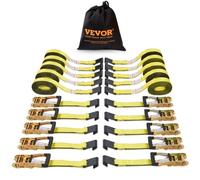 VEVOR Kit Cinghie a Cricchetto Ancoraggio, Resistenza Rottura max. 4536 kg, Cinghie di Tensione0,05x9 m con Cricchetto e Gancio per Motociclette, Biciclette, Traslochi 10 Pezzi Rimorchio Portapacchi