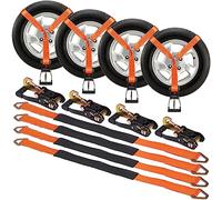 VEVOR Kit Cinghie di Ancoraggio a Cricchetto, Cinghie per Pneumatici 2" x 120", Carico di Lavoro 5512 LBS, Resistenza alla Rottura 11023 LBS, Auto per Autovetture, Camion, Rimorchio