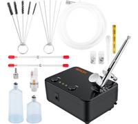 VEVOR Kit Compressore a Doppia Azione, Pistola Aerografo velocità del Flusso ≥10 L/min con Kit Accessori Completi, Utilizzo per Pittura di Modelli, Artigianato, Decorazione di Torte, Grafica per Auto