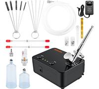VEVOR Kit Compressore a Doppia Azione, Pistola Aerografo velocità del Flusso ≥10 L/min con Kit Accessori Completi, Utilizzo per Pittura di Modelli, Artigianato, Decorazione di Torte, Grafica per Auto