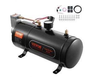 VEVOR Kit Compressore d'Aria 12V Serbatoio da 3 Litri, Kit Compressore d'Aria per Clacson Tromba, Pressione di Esercizio 90-120 PSI, Sistema di Compressore d'Aria Integrato per Clacson Tromba Camion