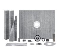 VEVOR Kit per doccia a cordoncino, 1219 x 1524 mm, con flangia centrale in ABS da 50,8 mm, membrana impermeabile, griglia in acciaio inox e sigillante per giunti, bastoncini per piatto doccia, adatto