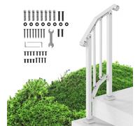 VEVOR Kit Corrimano per Gradini Esterni, Scale 1-2 Gradini, Ringhiere in Acciaio Carbonio, con Kit di Installazione, Corrimano per Anziani, Gradini in Cemento e Portico e Terrazza, Arco Retrò Bianco