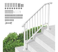 VEVOR Kit Corrimano per Gradini Esterni, Scale 3-4 Gradini, Ringhiere in Acciaio Carbonio di Transizione, con Kit di Installazione, Corrimano per Anziani, in Cemento e Portico, Tubo Retrò Bianco