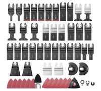 VEVOR Kit da 160 Pezzi per Utensile Oscillante e Levigatura, 36 Lame Universali per Multiutensile, e Raschietti, 2 Platorelli e 120 Fogli Abrasivi, 11 Tipi per Metallo Morbido, Plastica e Legno
