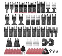 VEVOR Kit da 160 Pezzi per Utensile Oscillante e Levigatura, 36 Lame Universali per Multiutensile, e Raschietti, 2 Platorelli e 120 Fogli Abrasivi, 11 Tipi per Metallo Morbido, Plastica e Legno