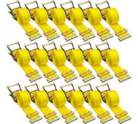 VEVOR Kit da 18 Pezzi cinghie a cricchetto per E-Track, Carico 660 kg Cinghie di Tensione con Cricchetto e Gancio Gialli per Motociclette, Biciclette, Scatole e Altri Oggetti in Rimorchi o Portapacchi