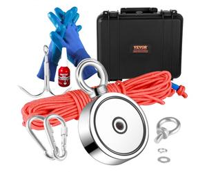 VEVOR Kit da Pesca con Magnete Bifacciale Capacità Carico max. 272x2kg in Totale, Kit da Pesca con Magnete al Neodimio con Corda, Kit di Magnete a Doppia Faccia per Pesca Caccia al Tesoro Sott'Acqua