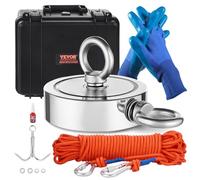 VEVOR Kit da Pesca con Magnete da 635 kg kit da Pesca con Magnete a Doppia Faccia, Kit da Pesca Magnetico al Neodimio per Terre Rare Include Rampino, Corda Resistente, Guanti, Borsa per Trasporto