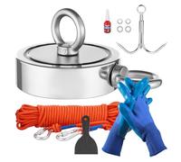 VEVOR Kit da Pesca con Magnete da 771 kg Kit da Pesca con Magnete Forte su Entrambi Lati, Kit da Pesca con Magnete al Neodimio N35 in Terre Rare Include Rampino, Corda Resistente, Guanti e Golfare
