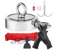 VEVOR Kit da Pesca con Magnete da 771 kg Kit da Pesca con Magnete Forte su Entrambi Lati, Kit da Pesca con Magnete al Neodimio N35 in Terre Rare Include Rampino, Corda Resistente, Golfare e Guanti