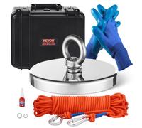 VEVOR Kit da Pesca con Magnete da 907 kg Forza di Trazione su Un Lato, Kit da Pesca con Magnete al Neodimio per Terre Rare Include Rampino, Corda Resistente, Guanti, Golfare, Borsa per Trasporto
