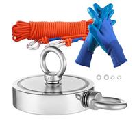 VEVOR kit da Pesca con Magnete Potente su Entrambi Lati da 907 kg Kit da Pesca con Magnete al Neodimio per Terre Rare, Kit da Pesca con Magnete, Include Rampino, Corda Resistente, Guanti e Golfare