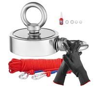 VEVOR Kit da Pesca con Magnete su Entrambi Lati da 454 kg Kit da Pesca con Magnete al Neodimio per Terre Rare, Kit da Pesca con Magnete Potente Include Rampino, Corda Resistente, Guanti e Golfare