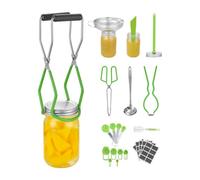 VEVOR Kit di Base per Forniture per Inscatolamento, 9 Pezzi, Set per Conservazione Domestica, Mestolo, Cucchiaio Dosatore e Tazza, Imbuto, Pinze, Sollevatore per Barattoli, Chiave per Barattoli