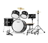 VEVOR Kit di Batteria per Bambini, Set Completo per Principianti, 5 Pezzi, Kit con Basso Tom, Rullante, Trono, Piatto, Pedale Hi-Hat e Due Paia di Bacchette, Kit Tamburo Principianti 40,64 cm, Nero
