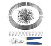 VEVOR Kit di Cavi Metallici da 1,59 mm 20,2 m Cavo in Acciaio Inossidabile 304 con Pinze a Crimpare, 160 Manicotti, 12 Redanelli, 7 x 7 Fili per Costruzioni di Qualità Aeronautica Marina per Corrimano