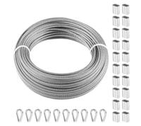 VEVOR Kit di Cavi Metallici da 3,18 mm 30,5 m Cavo in Acciaio Inossidabile 316, 80 Manicotti 20 Redanelli, Resistenza alla Rottura di 7,1 KN Trefoli 7 x 7 di Qualità Aeronautica Marina per Corrimano
