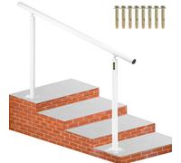 VEVOR Kit di Corrimano per Scale da Esterno Interno Bianco in Alluminio Adattabile 0-5 Gradini, Corrimano con Palo Doppio Lunghezza 152,8cm Altezza 91cm Massimo 5 Gradini, Corrimano in Allumino Bianco