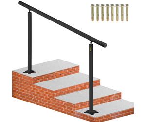 VEVOR Kit di Corrimano per Scale da Esterno Interno Nero in Alluminio Adattabile 0-5 Gradini, Corrimano con Palo Doppio Lunghezza 152,8cm Altezza 91cm Massimo 5 Gradini, Kit Corrimano in Allumino Nero