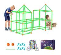 VEVOR Kit di Costruzione per Forte per Bambini 140 Pezzi, Tenda da Gioco per Interni Esterni Giocattoli da Costruzione, per Bambini dai 4 Anni in Su, per Interni Esterni con 96 Aste, 44 Palline