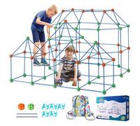VEVOR Kit di Costruzione per Forte per Bambini 180 Pezzi, Set di Costruzioni per Tende da Gioco, Regalo educativo per Ragazzi Ragazze di 4 5 6 7 8+ Anni, per Interni Esterni con 120 Aste, 60 Palline