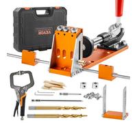 VEVOR Kit di Dime per Fori a Tasca 3 Fori Tascabili con Chiave Punte Quadrate, Set per Dima di Foratura per Fori Tascabili Fori Inclinati, Set per Dima Foratura Angolare Lavorazione Carpentieri 3,82kg
