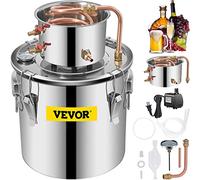 VEVOR Kit di Distillatore Alambicco in Acciaio Inox Rame Puro Materiale per Uso Alimentare Capienza del Serbatoio 19L, Kit Distillatore 30 x 30 cm per Liquore Acqua Distillata Vino con Pompa d'Acqua