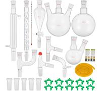 VEVOR Kit di distillazione da laboratorio, kit di distillazione 3.3 Boro con 24, 40 giunti, distillazione di oli essenziali da 1000 ml, set di attrezzature per vetreria da 29 pezzi
