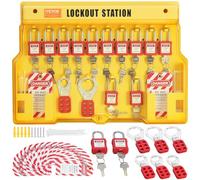 VEVOR Kit di Etichettatura per Blocco Elettrico 60 Pezzi, Stazione di Etichettatura per Blocco di Sicurezza Include Lucchetti, Fermagli, Etichette, Fascette in Nylon, per Energia Elettrica Industriale