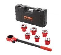 VEVOR Kit di Filettatura dei Tubi con Cricchetto Set di 6 Matrici 0,64cm NPT-3,18cm NPT Teste Idrauliche Manuali Portatili in Valigetta per Tubi, Kit di Strumenti per Filettare Tubi a Cricchetto Manua