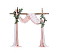 VEVOR Kit di Fiori Artificiali per Arco Nuziale, Fiori Rosa per Arco Nuziale con Kit di Tende, 2 Pezzi Composizione Floreale, 2 Pezzo Tende Trasparenti, per Bouquet Cerimonia Sfondo Ricevimento