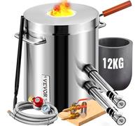 VEVOR Kit di Forno Fusorio a Gas Propano Capienza 12kg Temperatura Massima 1482℃ Corpo di Forno in Acciaio Inox per Metalli Fabbri Raffinerie, Kit di Forno di Fusione con Bruciatore a Propano 30 PSI