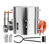 VEVOR Kit di Forno Fusorio a Gas Propano Capienza 16kg Temperatura Massima 1370℃ Corpo di Forno in Acciaio Inox per Metalli Fabbri Raffinerie, Kit di Forno di Fusione con 2 Bruciatori a Propano
